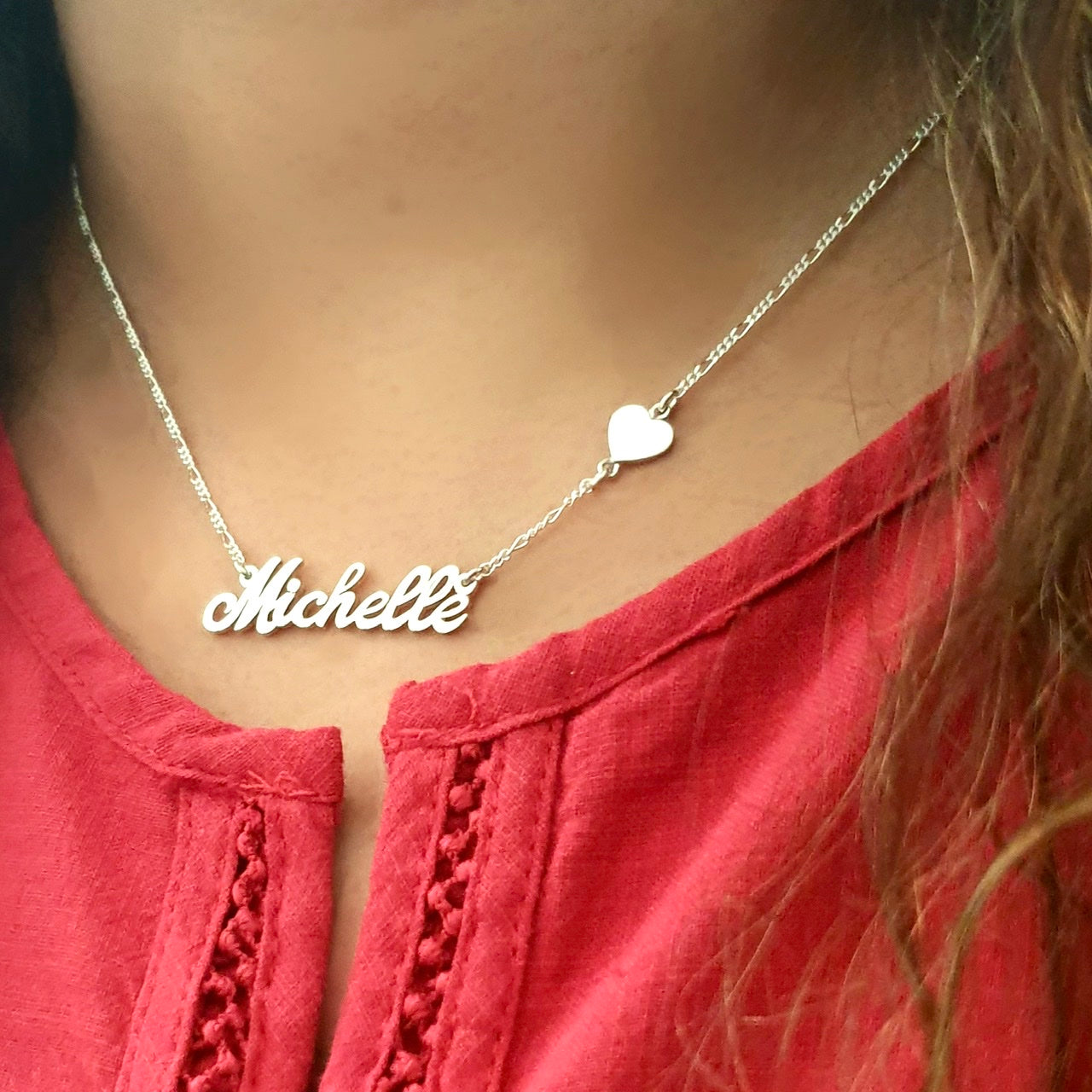 Personalized Name Necklace with sideways Heart