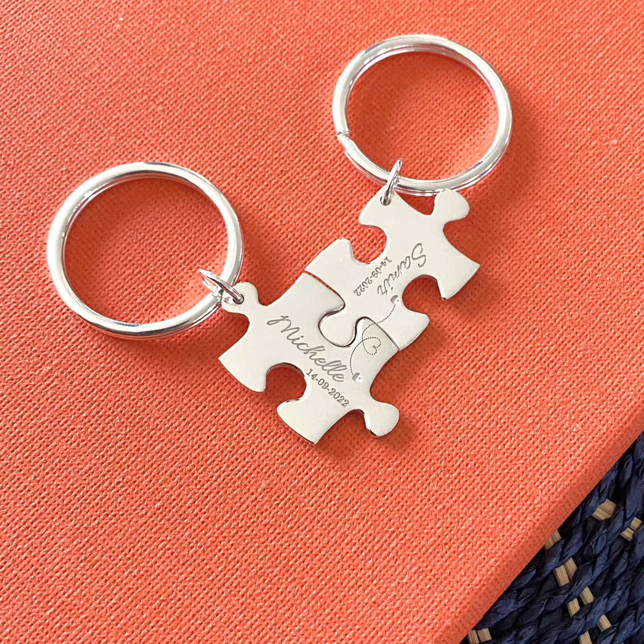 Customized Puzzle Key Rings Set for Couples