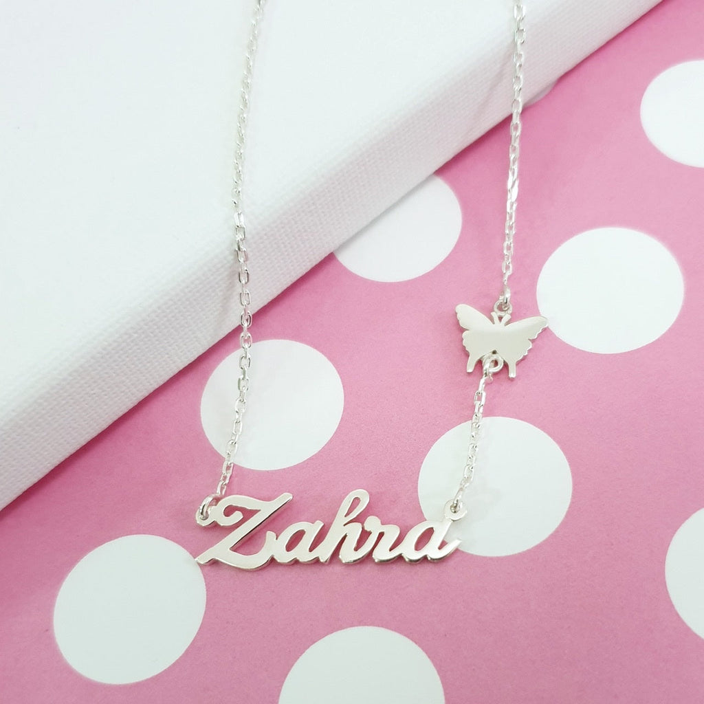 Name Necklace with Butterfly