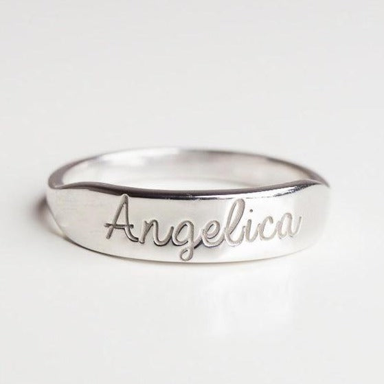 Personalized Bar Ring with Name Engraving