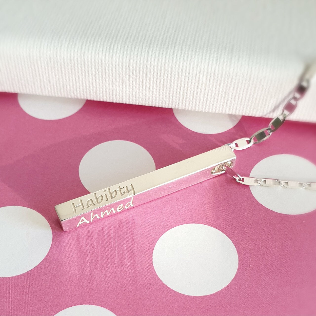 Men's Square Bar Necklace with Engraving