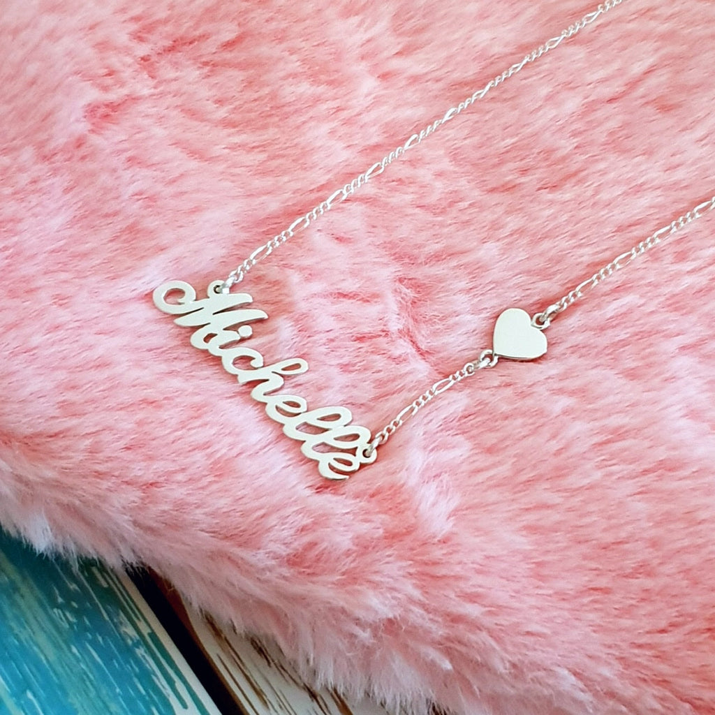 Personalized Name Necklace with sideways Heart