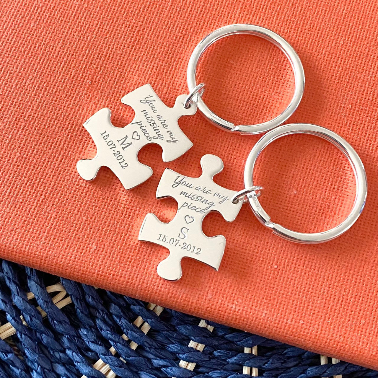 Customized Puzzle Key Rings Set for Couples