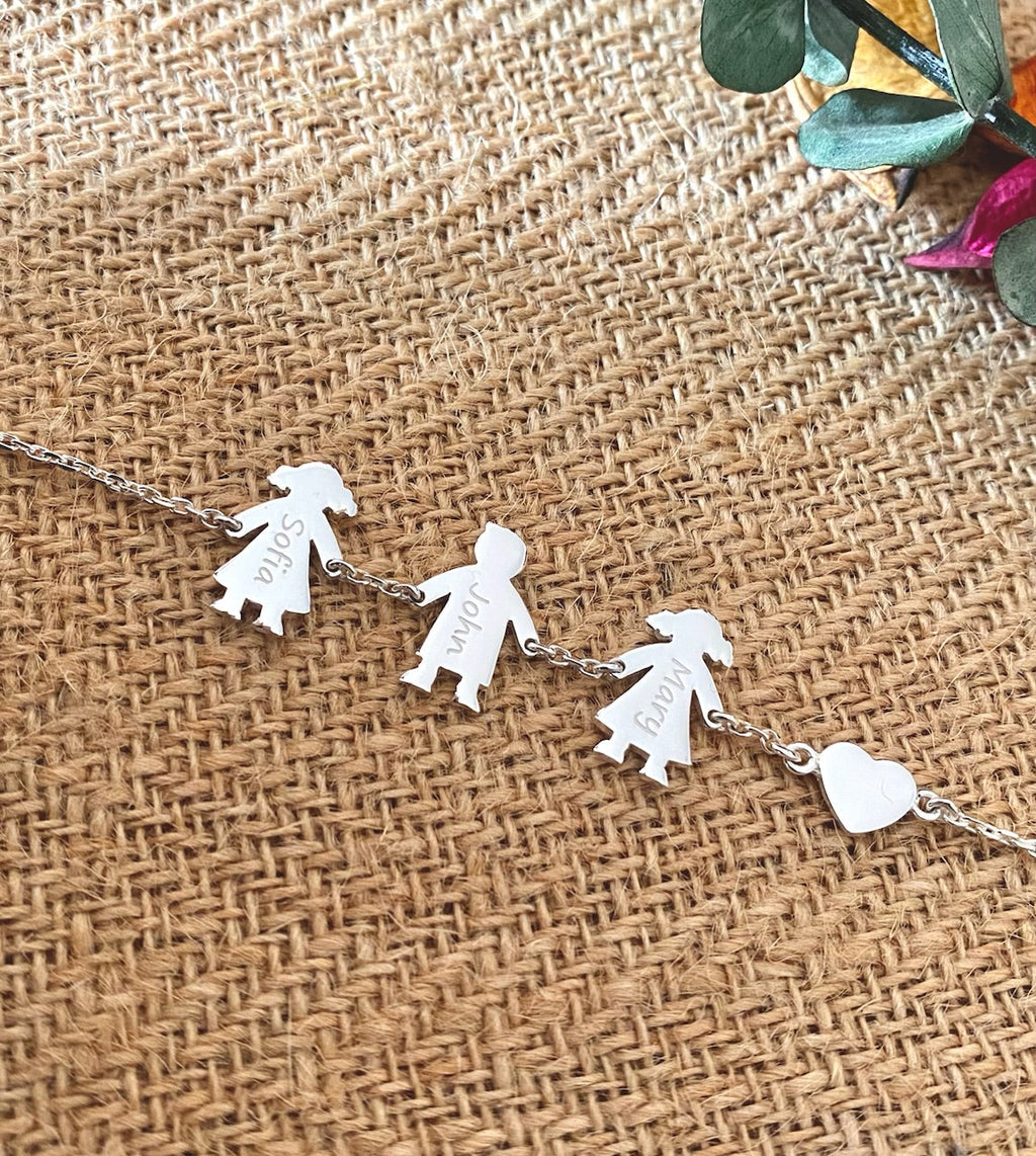 Bracelet with Heart and 3 Children