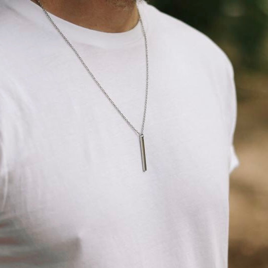 Men's Square Bar Necklace with Engraving