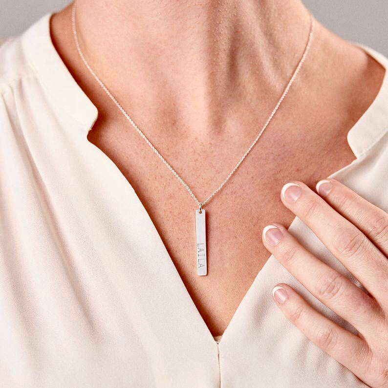 Personalized Bar Necklace with Engraving