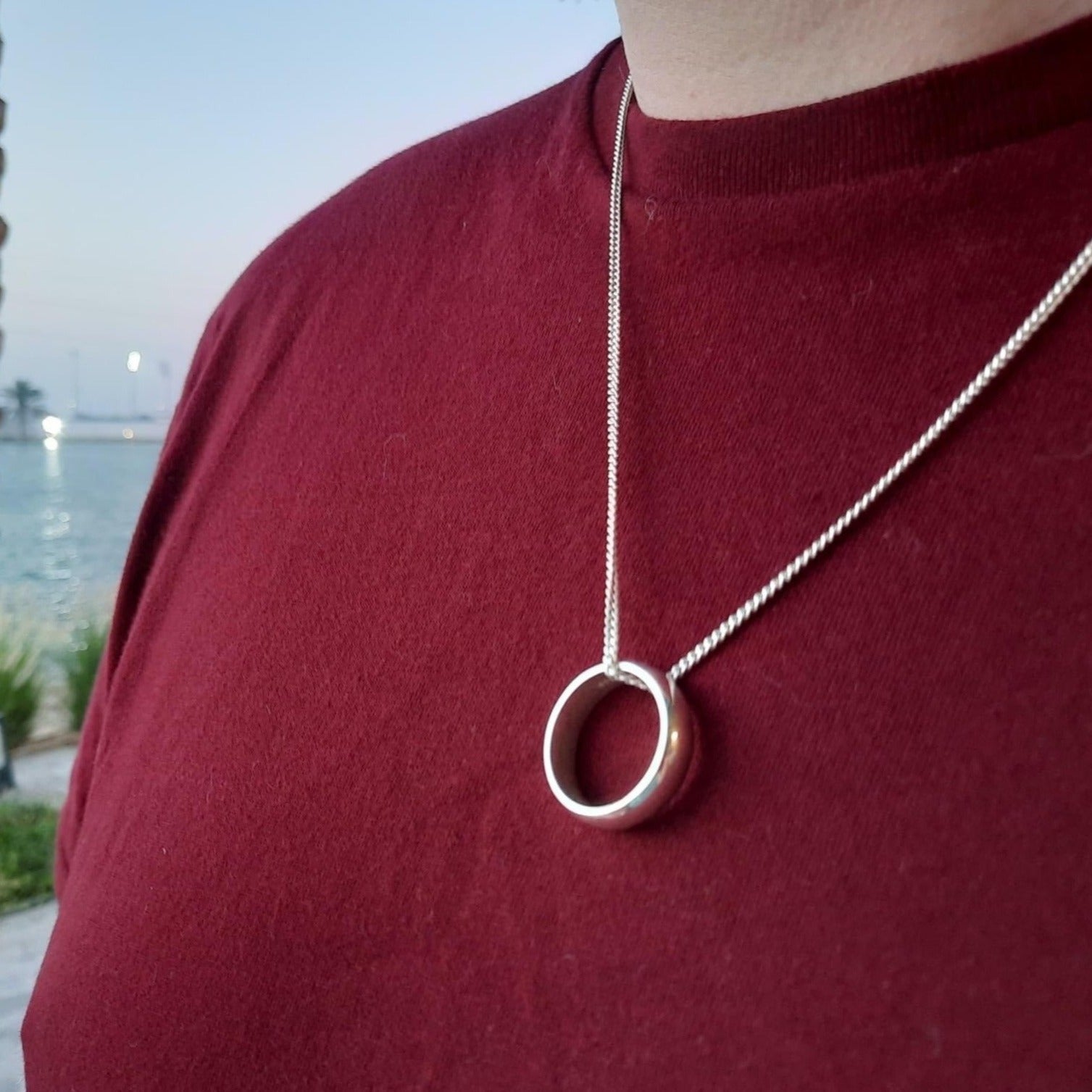 Customized Men's Necklace with Engraved Ring