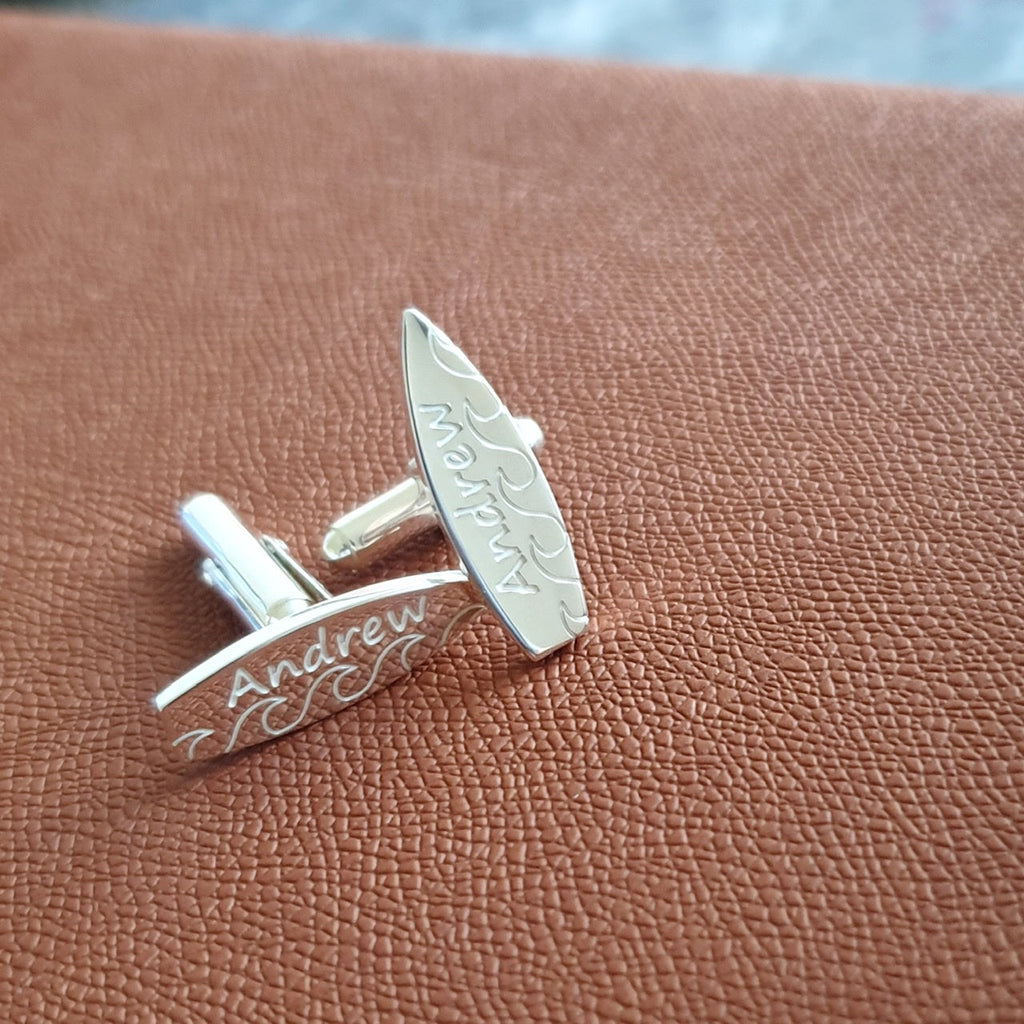 Customized Surfboard Cufflinks with Name