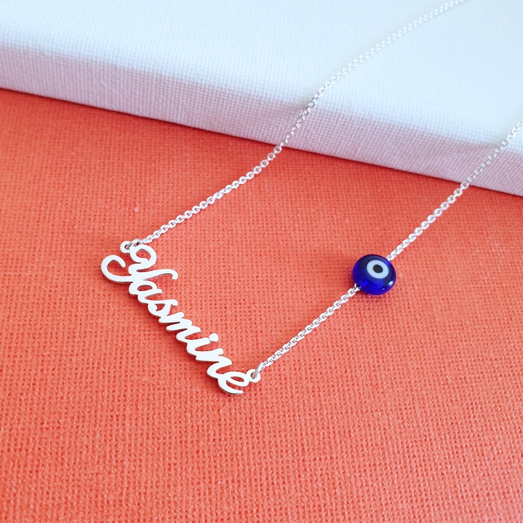 Customized Name Necklace with Blue Eye
