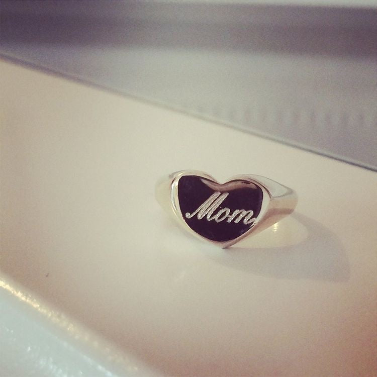 Personalized Heart Shape Signet Ring with Name