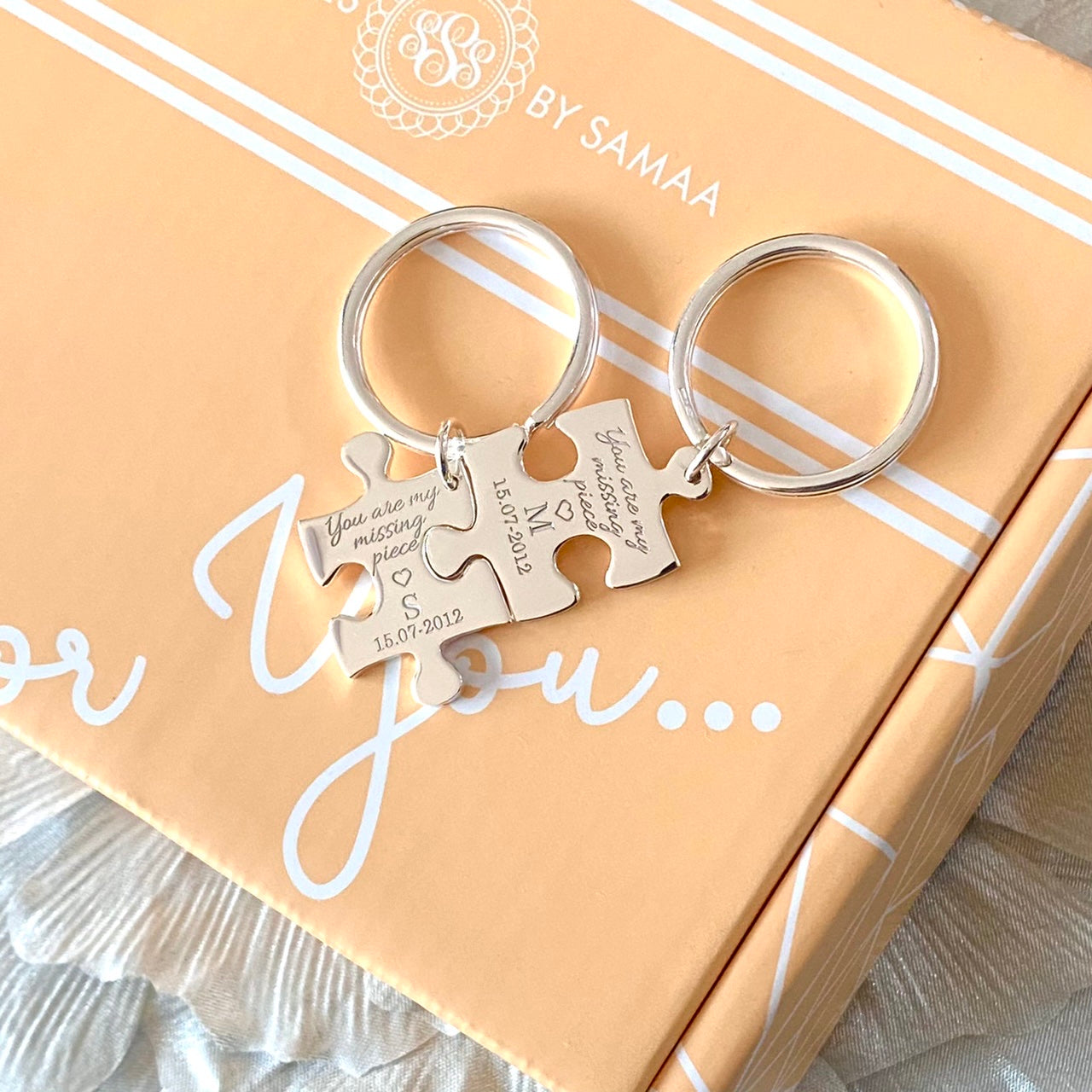 Customized Puzzle Key Rings Set for Couples