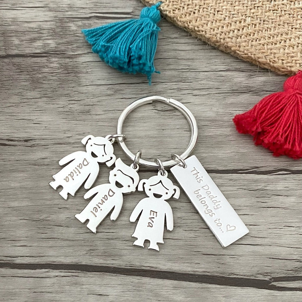 Family Keyring with Three Children